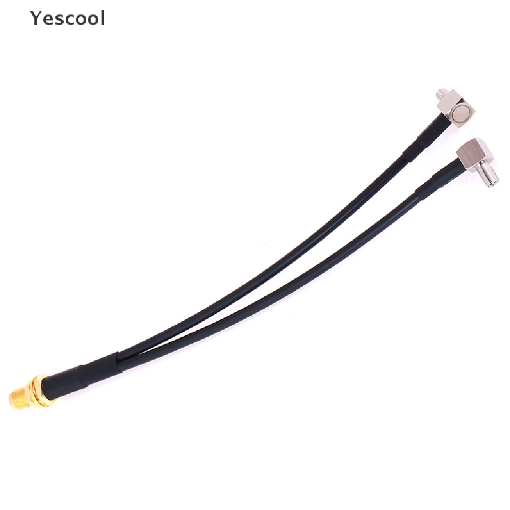 Yescool Kabel splitter y sma female Ke 2 x ts9 male Panjang 15cm rg174