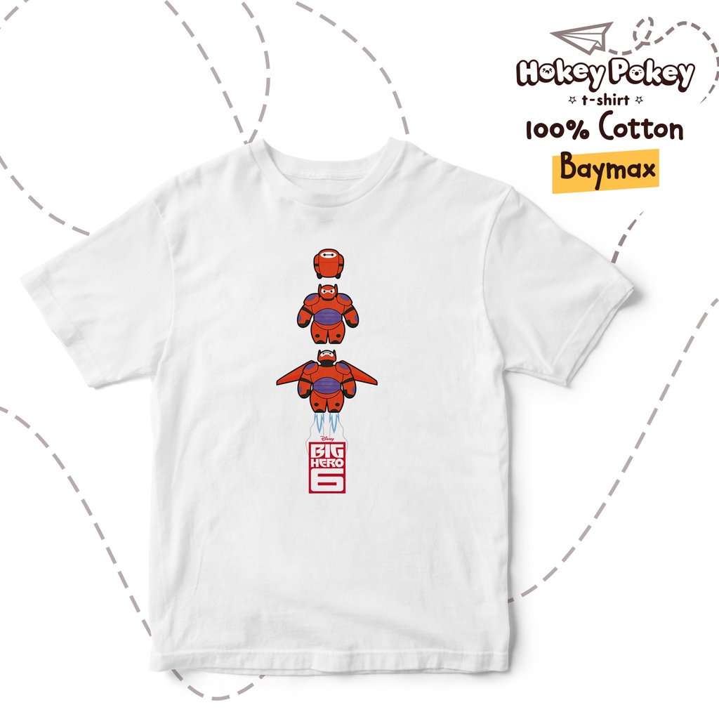 Baju Kaos T Shirt Anak Laki Laki Katun Combed Motif Baymax Putih