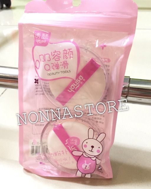 2 spon BB Cushion + 1 Box Arikilik Makeup Powder Puff Sponge MY MELODY atau RABBIT MIFFY