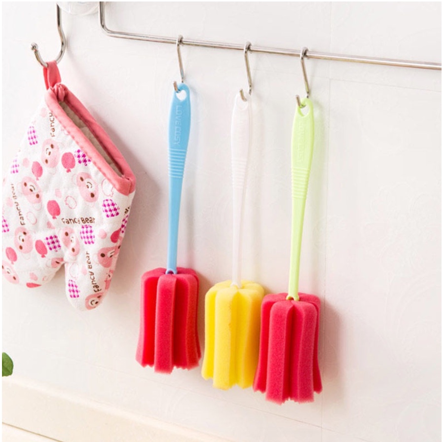 Spons Tongkat Pembersih Botol Minum Sikat Busa Pembersih Dot Susu Bayi Cleaner Sponge Stick Sikat Spon Pencuci Gelas Serbaguna