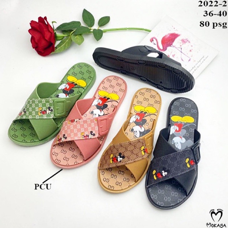 Sandal Slop Silang Gesper Mickey Import Mokaya 2022-2