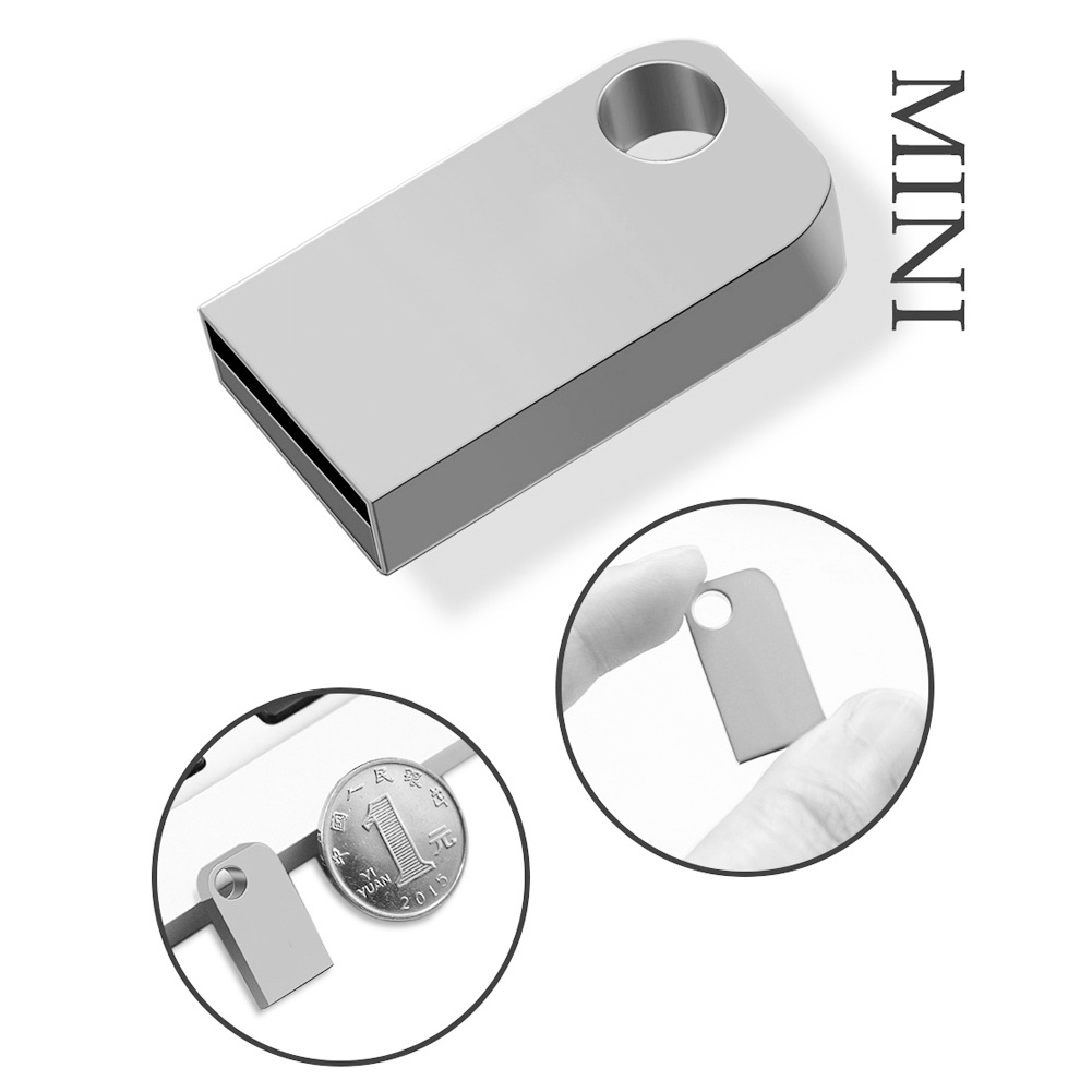 Flash Drive U Disk USB 3.0 Mini 4 / 8 / 16 / 32 / 64GB Kecepatan Tinggi Bahan Metal Untuk PC Laptop
