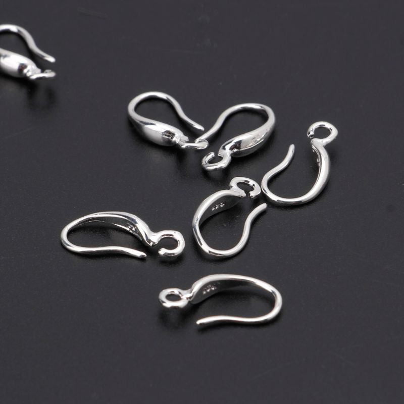 10pcs / Set Kait Holder Anting Bahan Sterling Silver 925 Gaya Perancis Untuk Perhiasan Diy