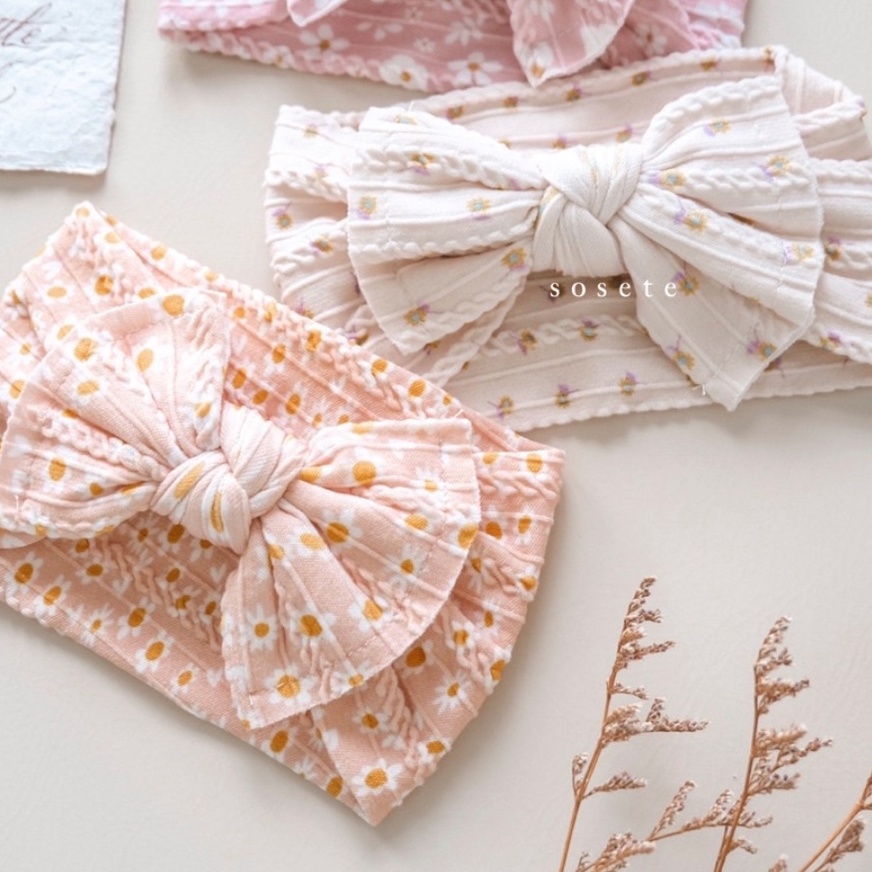 Little Sosete  Knot Floral Headband - Bandana Bayi Bando Pita Bayi Aksesoris Rambut Bandana Bando Anak Bayi