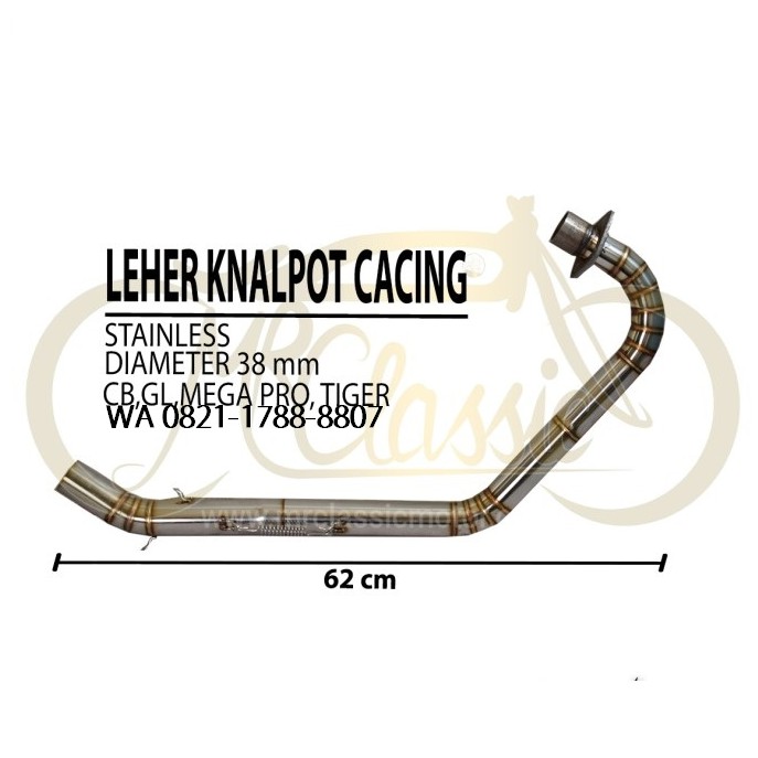 Leher leheran Knalpot racing Stainless Cacing CB GL MP Tiger 38 mm