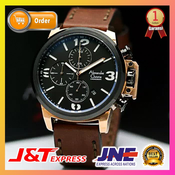 JAM TANGAN ALEXANDRE CHRISTIE ALEXANDER CHRISTIE PRIA COWOK ORIGINAL ORI BRANDED AC 6280 ROSE BROWN