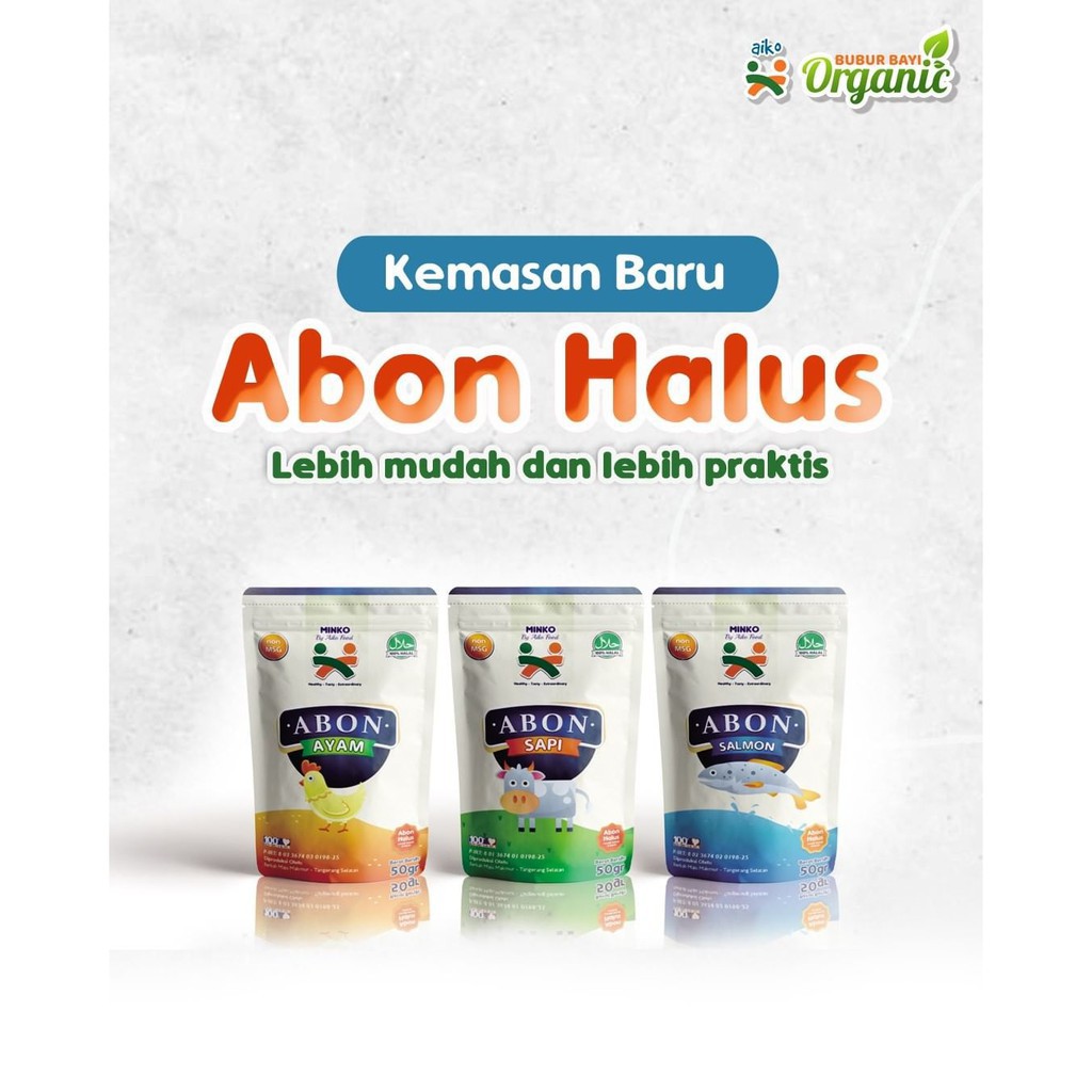 Abon Bayi Aiko 50gr (Ayam, Sapi &amp; Salmon)