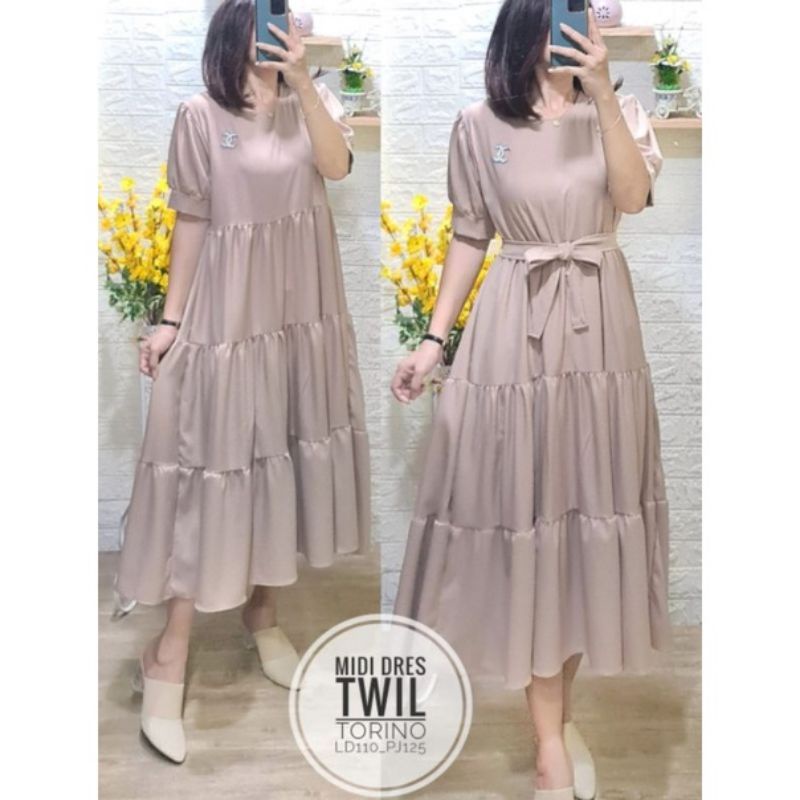 NEW READY,MIDI DRESS TWILL TORINO,MIDI DRESS RAYON TWILL WANITA