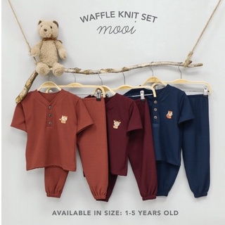Mooi Setelan Waffle Knit Set - Mooi Setelan Baju pendek Celana Panjang Waffle Anak CBKS
