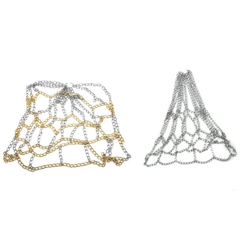 Sport Iron Chain Basketball Net Outdoor 12 Loops Standard Heavy Duty Basketball Goal Replacement Net,Gold+Sier