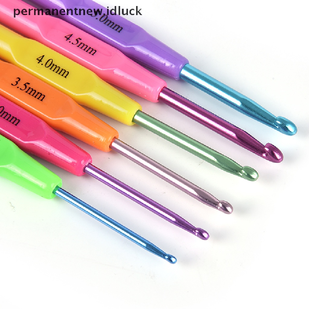 6 Pcs / set Kait Renda Rajut Bahan Aluminum Dengan Gagang Plastik