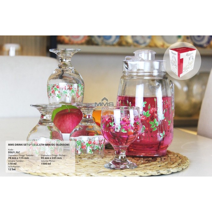 Menakjubkan Kedaung Teko & Gelas Kaki Blossom / Drink Set Promo