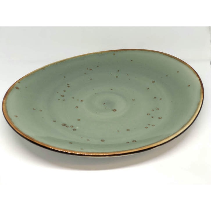 Piring Makan Oval Kecil Keramik Cafe - Oval Salad Plate Rusty Green