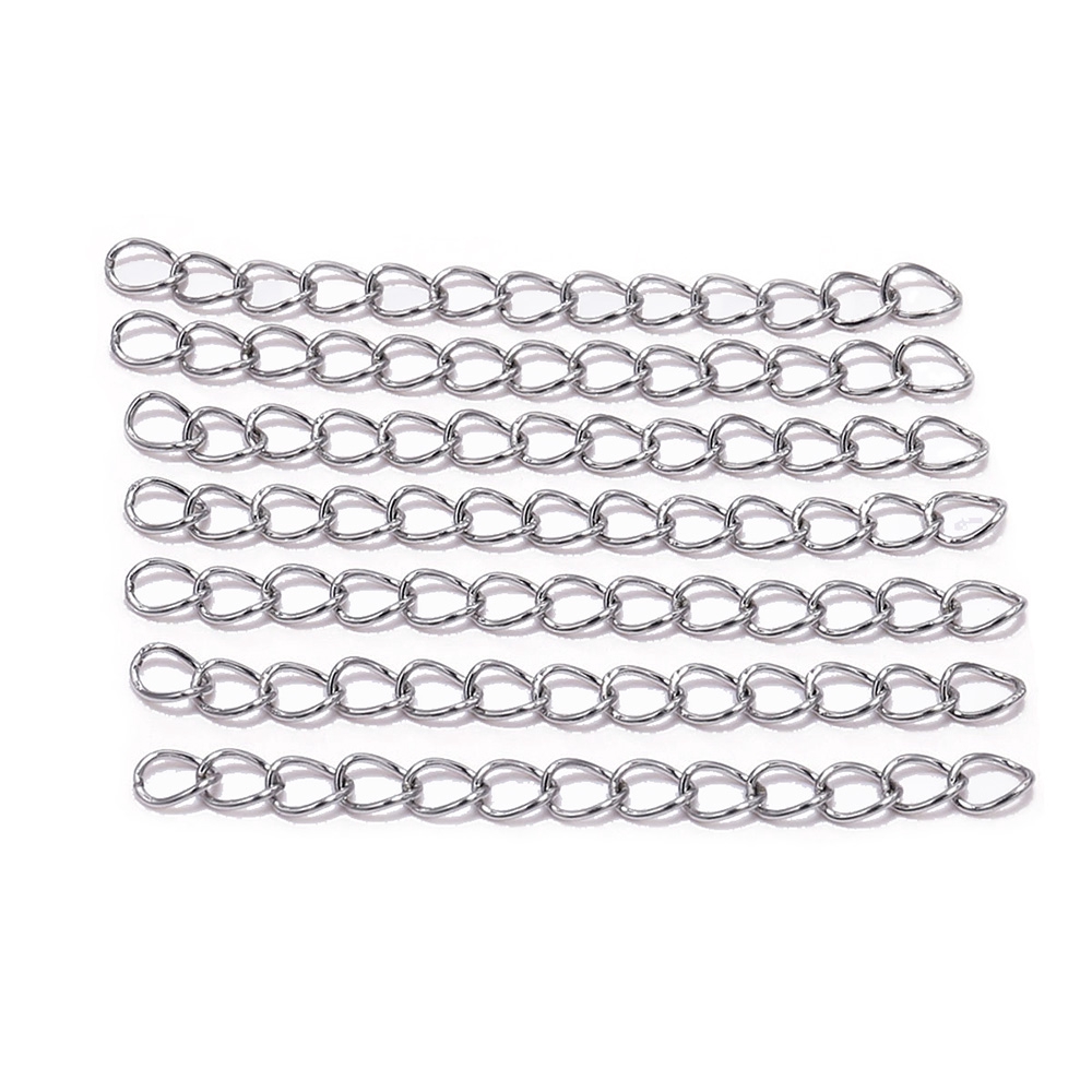 50pcs / Lot Rantai Extender Bahan Stainless Steel Ukuran 5 7cm Untuk Membuat Perhiasan