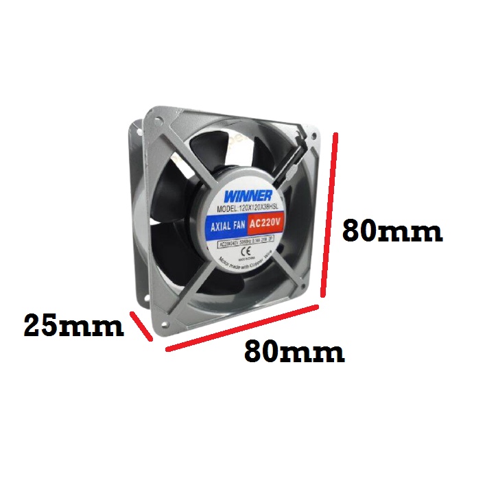 [HAEBOT] Kipas Pendingin AC Axial Cooling Fan 220VAC 8x8 8cm Winner 80x80x25mm CNC Driver 3D Printer Komputer