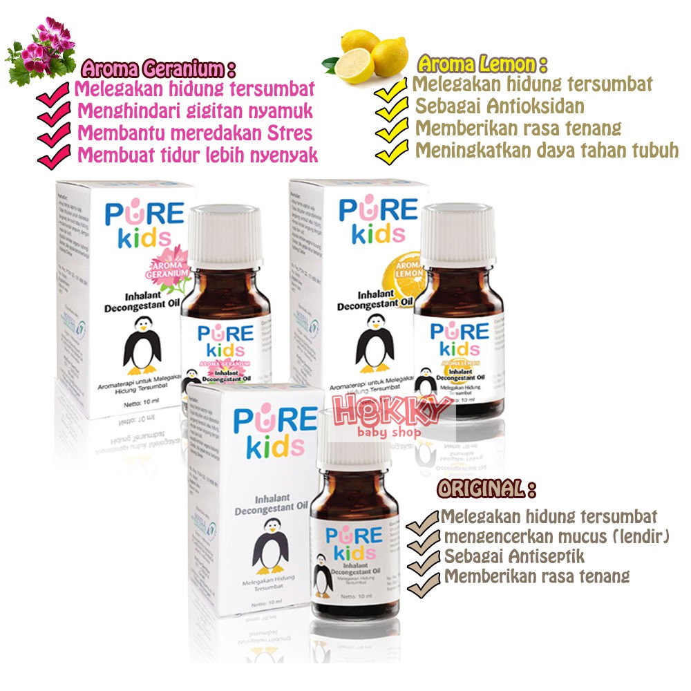 Pure Kids Inhalant Decongestant Oil Pelega Hidung Tersumbat Untuk Bayi dan Anak