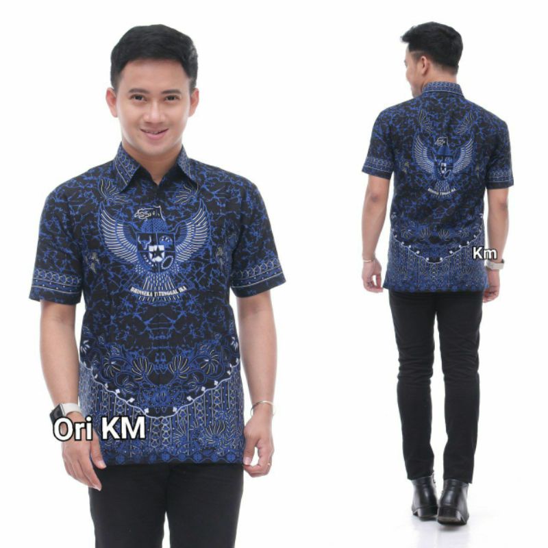 Kemeja Batik Pria Lengan Pendek Motif Garuda Size M, L, XL, XL ( ORIGINAL )