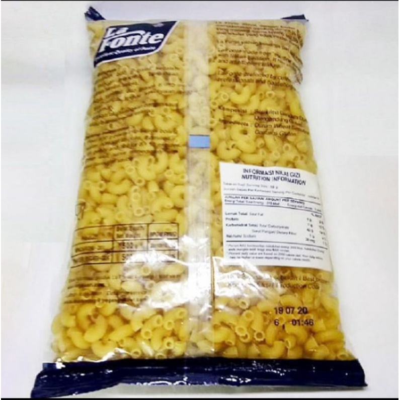 La Fonte Chifferi Rigati 500gr / LaFonte Pasta Bentuk Macaroni Makaroni Pipa 500 gr