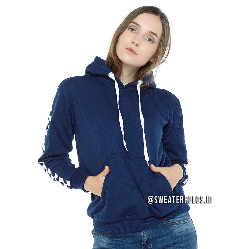 Sweaterpolosid Polos  Chess Hoodie  Biru Dongker Navy M 