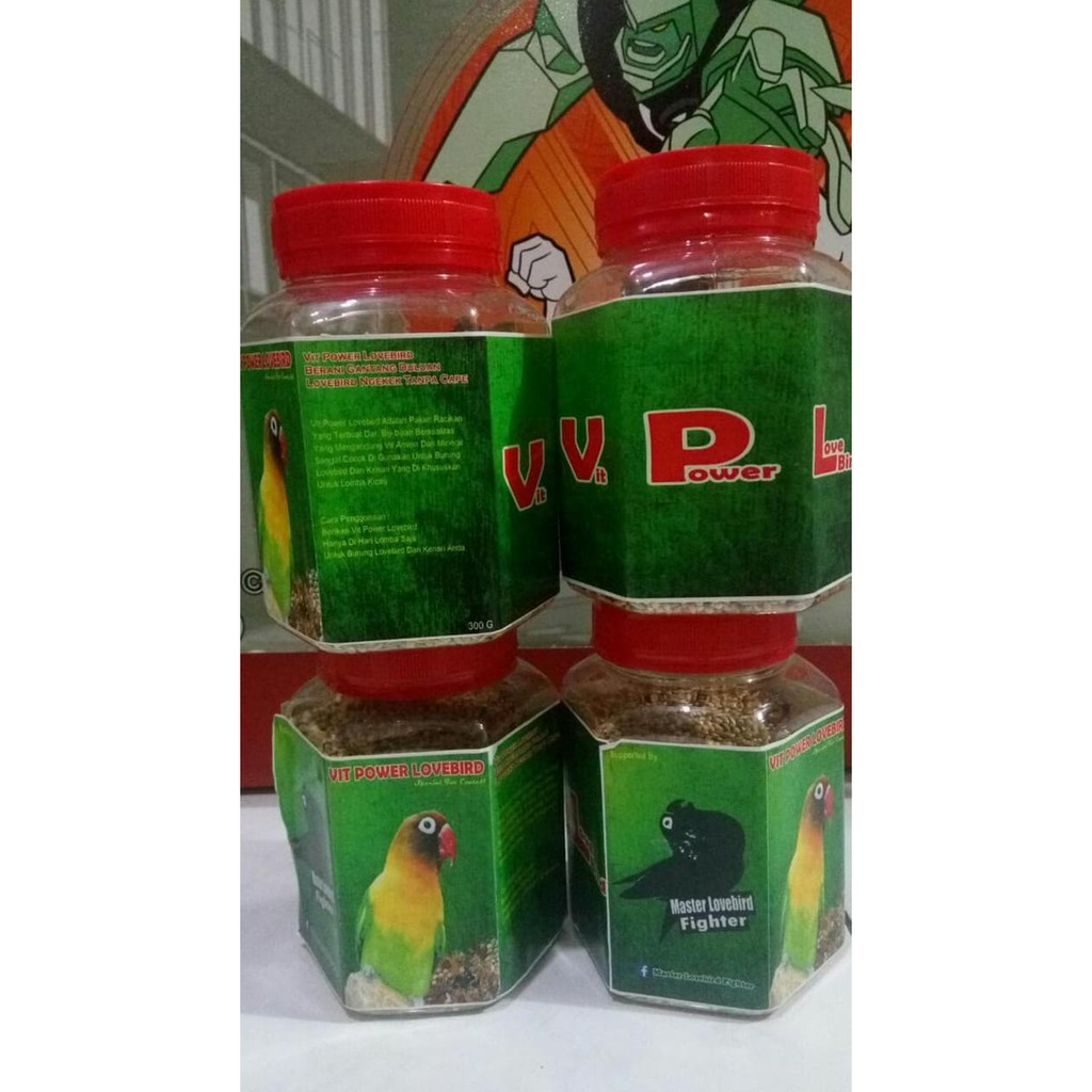 TERLARIS / Vit Power Lovebird Pakan Lovebird Lomba Kemasan Botol Toples Plastik