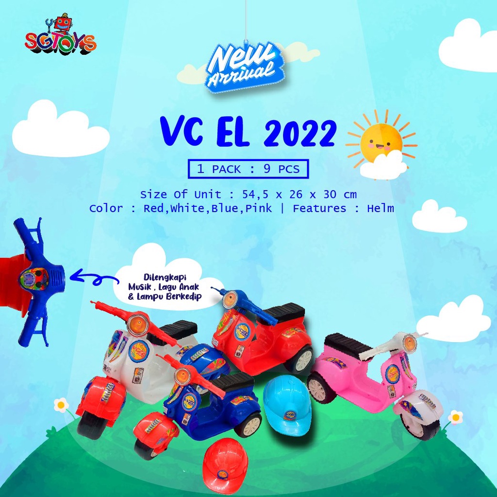 VC ELECTRIC elektrik SG TOYS mainan anak sepeda motor kecil+helm