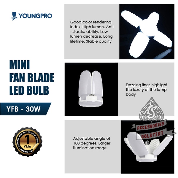 YOUNGPRO YFB30W - LAMPU KIPAS MINI BLADE FAN LED BULB SUPER TERANG 30W