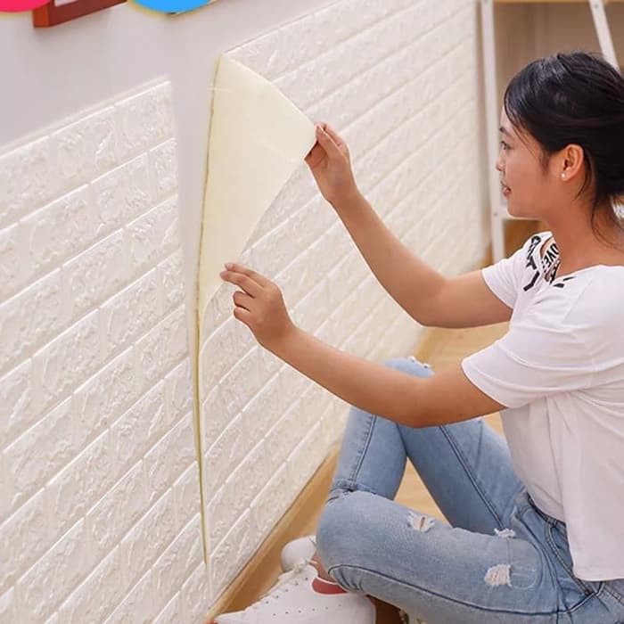 NA - Wallpaper Dekorasi Rumah Waterproof - Stiker Wall papers Foam Brick