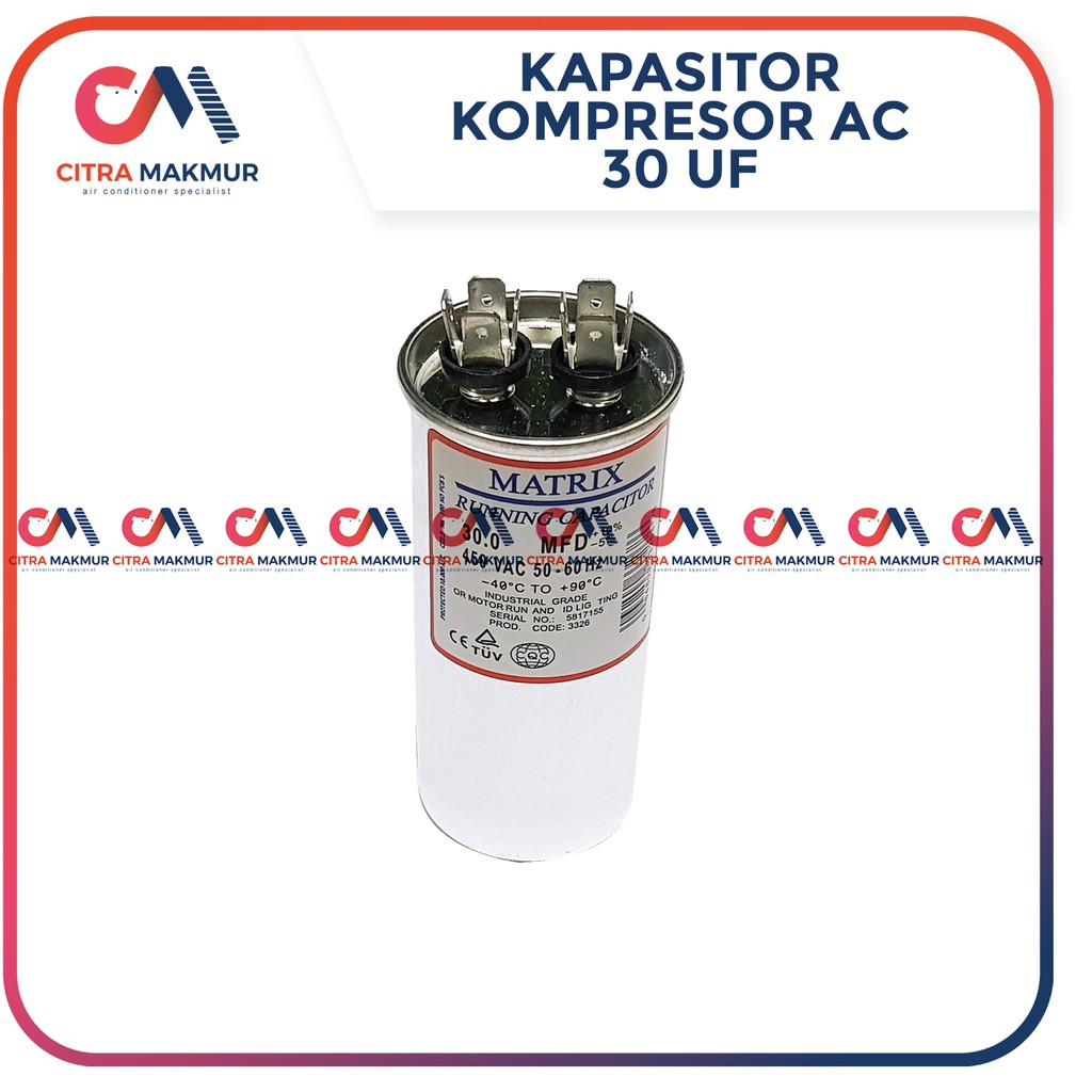 Kapasitor AC 30 uF Capasitor Air Conditioner Kompresor Compresor Tabung Mesin Aluminium matrix