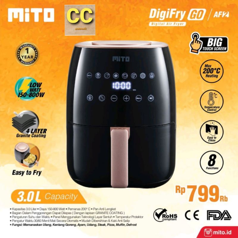 MITO DIGIFRY AF 2 / MITO AIRFRYER AF2 3L GARANSI RESMI 3 liter