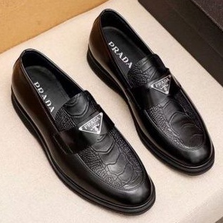 pantofel pria sepatu formal lv cowok hitam mirror quality kulit terbaru