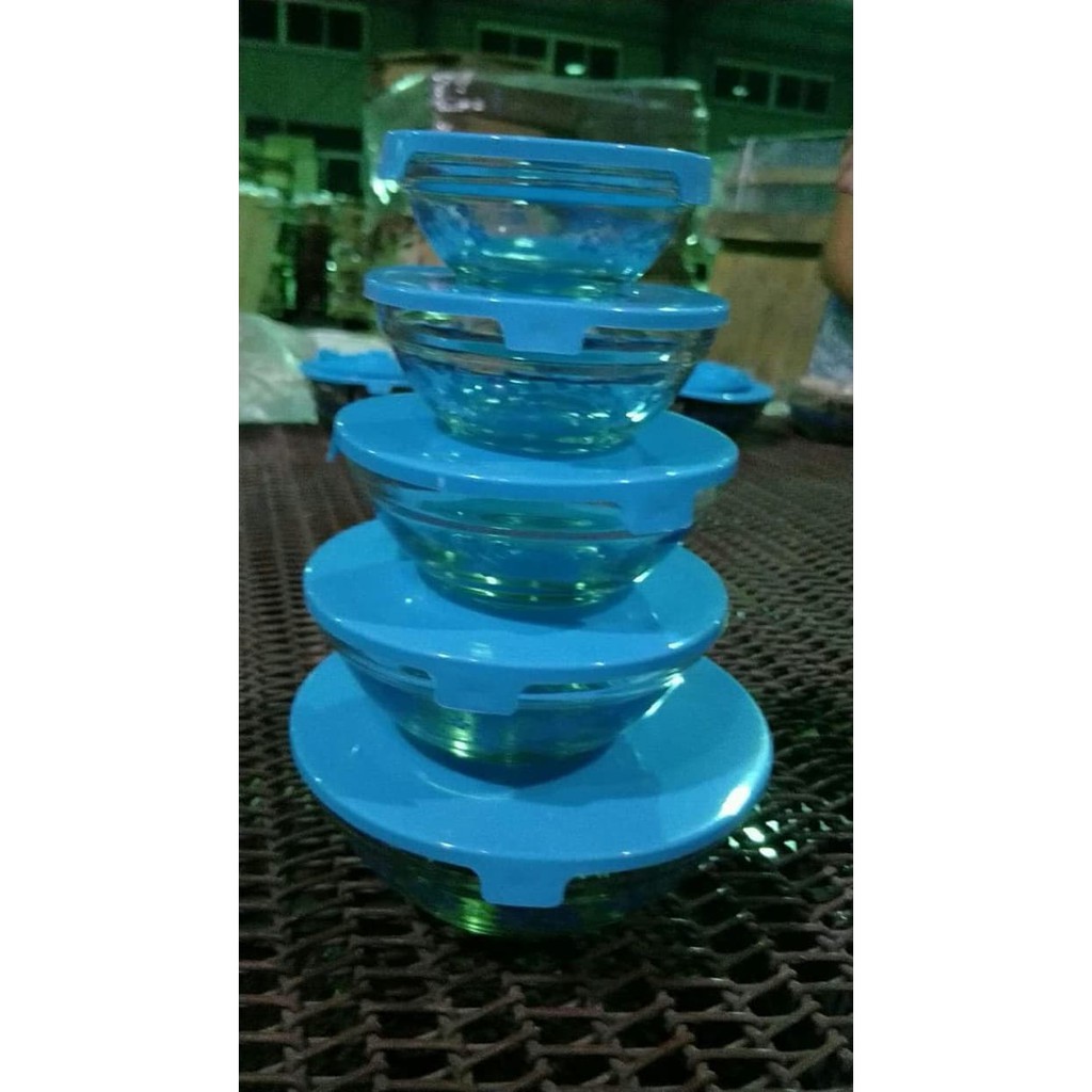 [COD] GLASS BOWL SET ISI 5 MANGKOK BELING DENGAN TUTUP