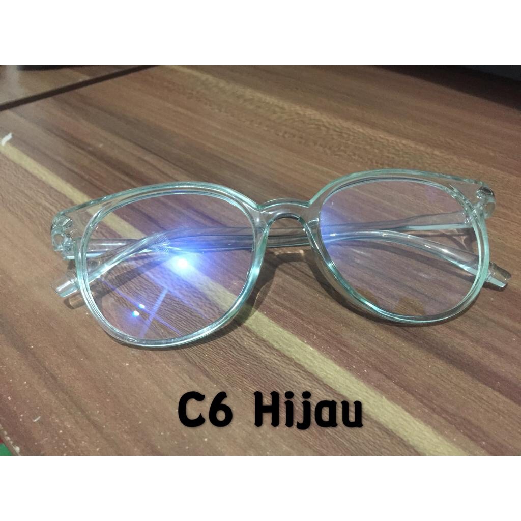SMS Kacamata Anti Radiasi 15959 Kaca Mata Pria Wanita Frame Sunglasses Lensa Transparan Import-TRANS HIJAU