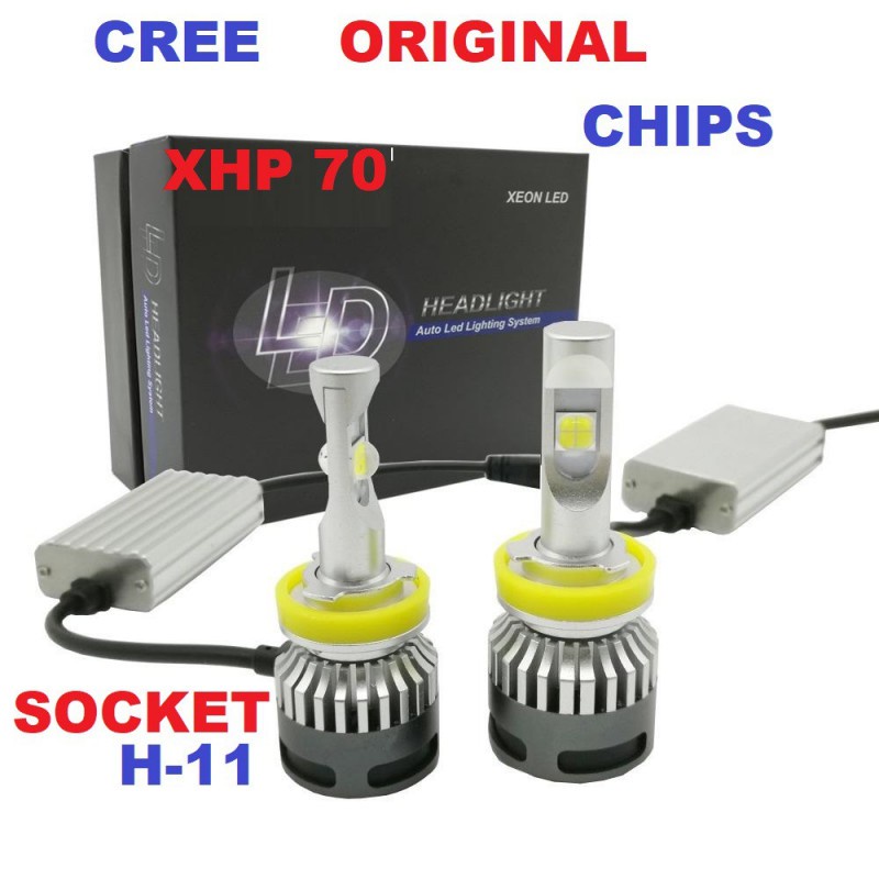 Premium LED Chips CREE XHP-70 110W & 13200 lm Lampu Mobil H11 White Superbright Led