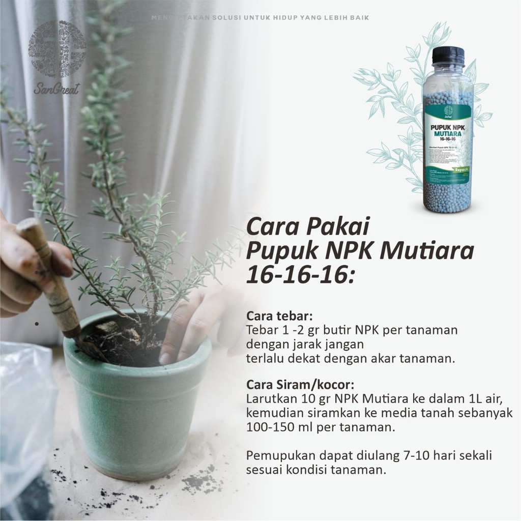 Pupuk NPK untuk tanaman hias dan tabulampot 16-16-16 250 gr