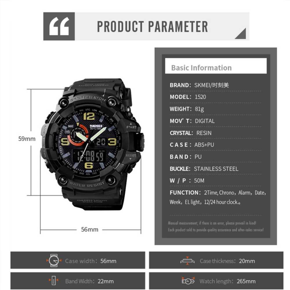 IDN - SKMEI Jam Tangan Digital Analog 3 Time Pria - 1520