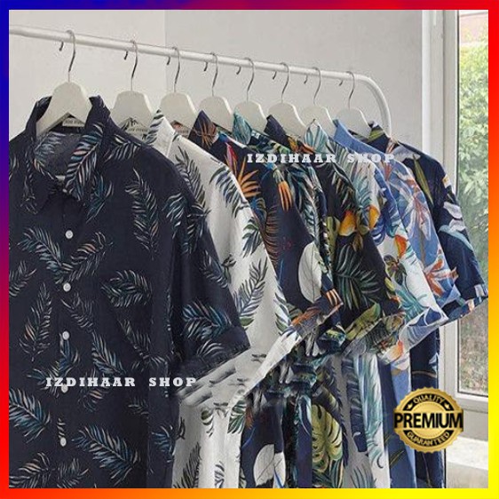 KEMEJA MOTIF PANTAI PRIA DAN WANITA LENGAN PENDEK,BAJU DISTRO SURFING MOTIF PANTAI TERBARU