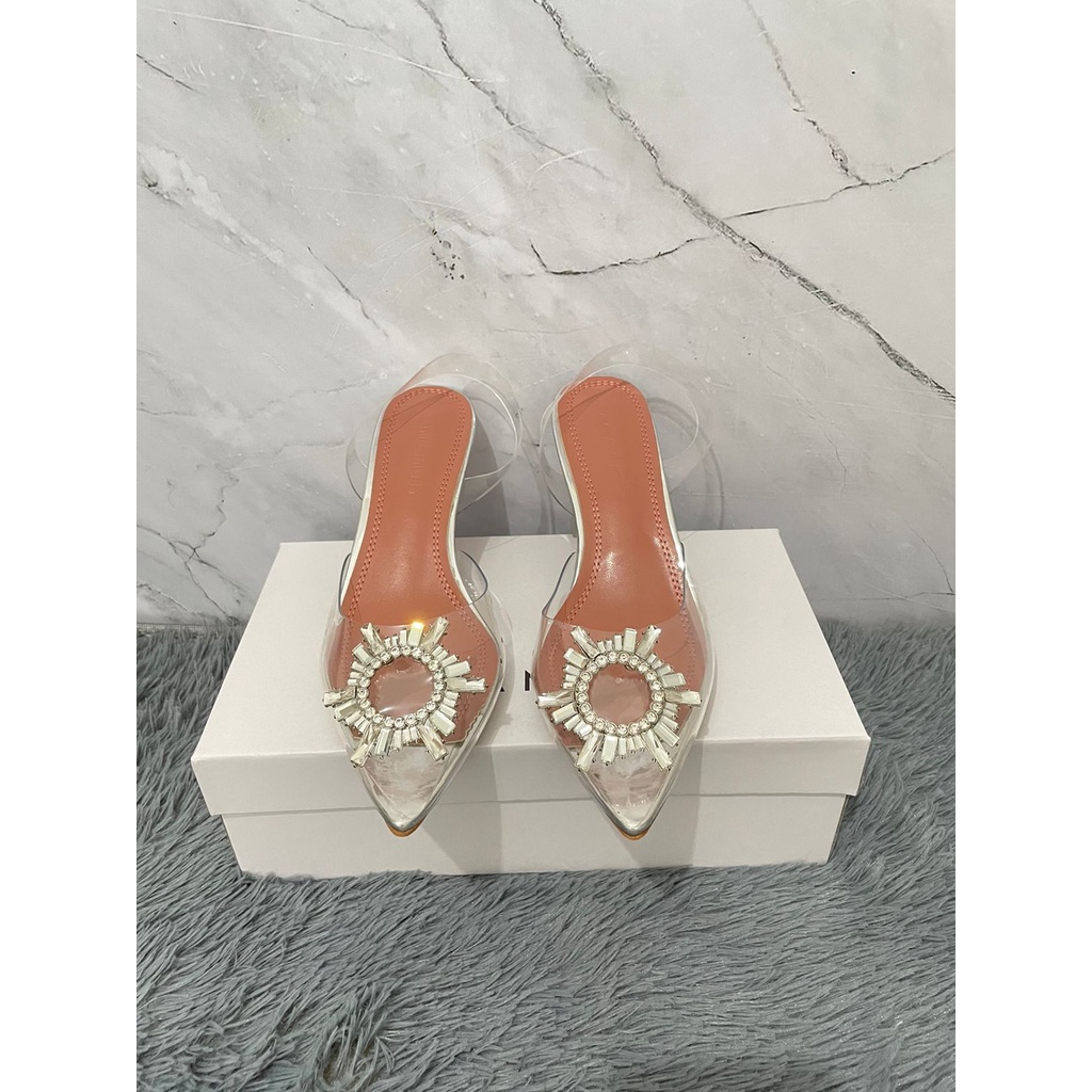 SANDAL HEELS WANITA IMPORT / AMINA MUADDI 01 HEELS TRANSPARAN
