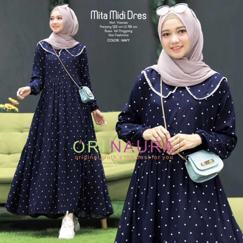 Midi dress wanita amanah mita bahan viscose busui by ori naura