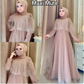 Collection- Baju Gamis Muslim Terbaru 2021 Model Baju Pesta Wanita kekinian Bhn Moscrepe Kondangan