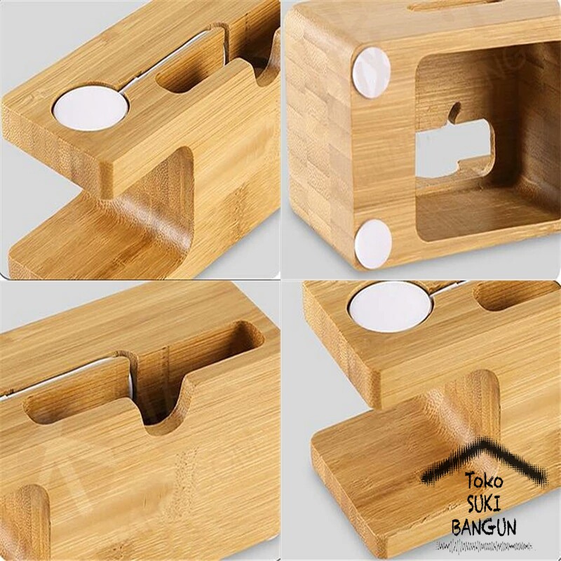 Bamboo Wooden Charging Dock Station for Apple Watch 38mm 40mm 42mm 44mm iPhone