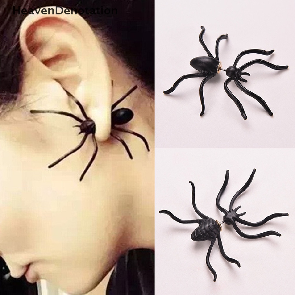 Anting Stud Desain Laba-Laba Warna Hitam Untuk Wanita