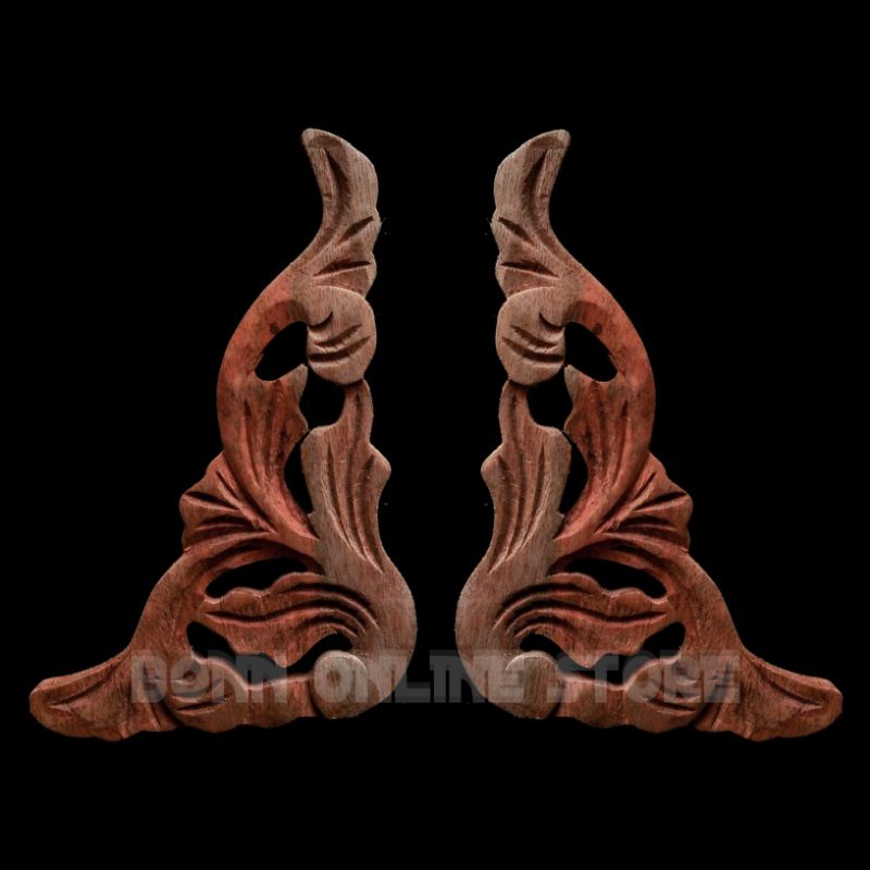 ornamen ukir kayu sudut 18.5cm x 12.5cm - Ornamen Ukir kayu model siku - ornamen kayu jepara