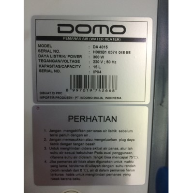 water heater domo da4015 storage listrik domo da 4015 15 liter 300 watt