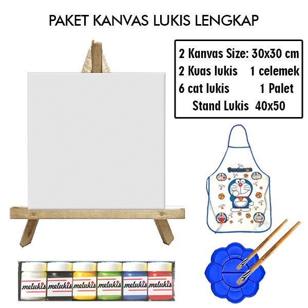 

KANVAS LUKIS LENGKAP CAT KUAS PALET CELEMEK - PAKET D