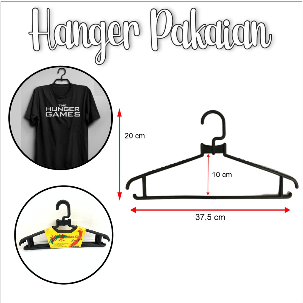 Gantungan Baju Hanger Plastik ( isi 6 pcs ) - Warna Hitam