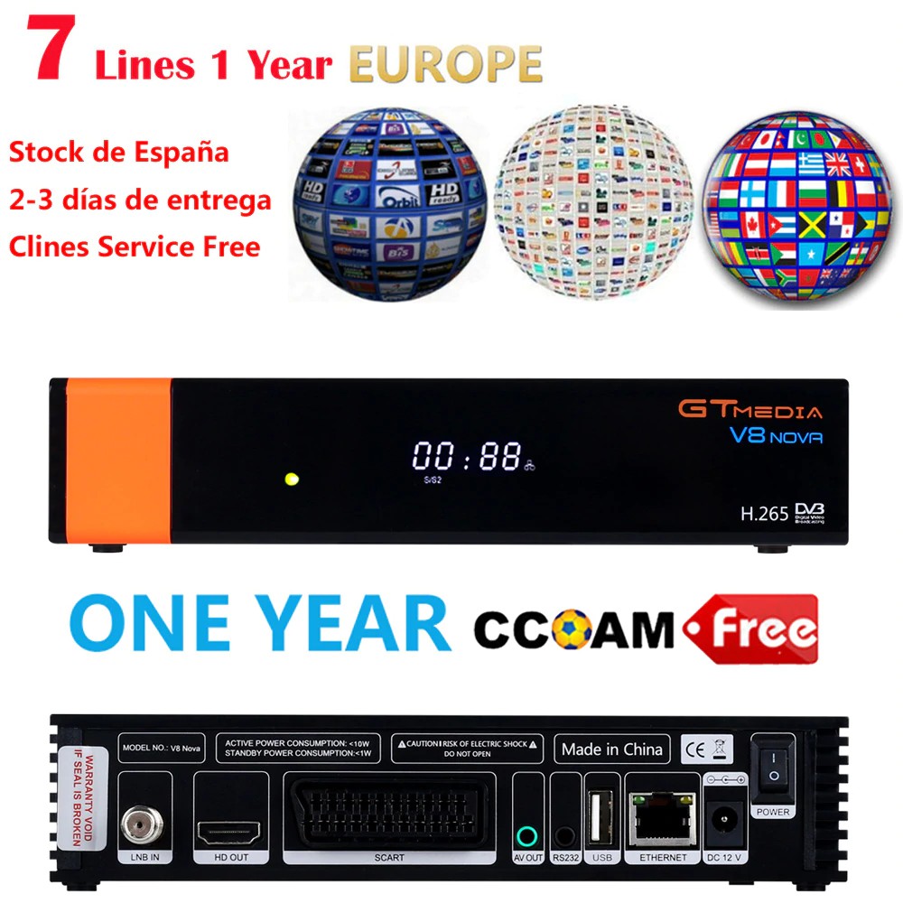 Gratis ongkir Satellite TV Receiver GTmedia V8 Nova Freesat V7 v9 super Ccam Italy CCcam Cline