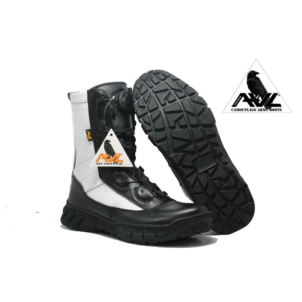 AWL FOOTWEAR Sepatu pdl tali putar provos tni full kulit asli doff sol weba reflika boa