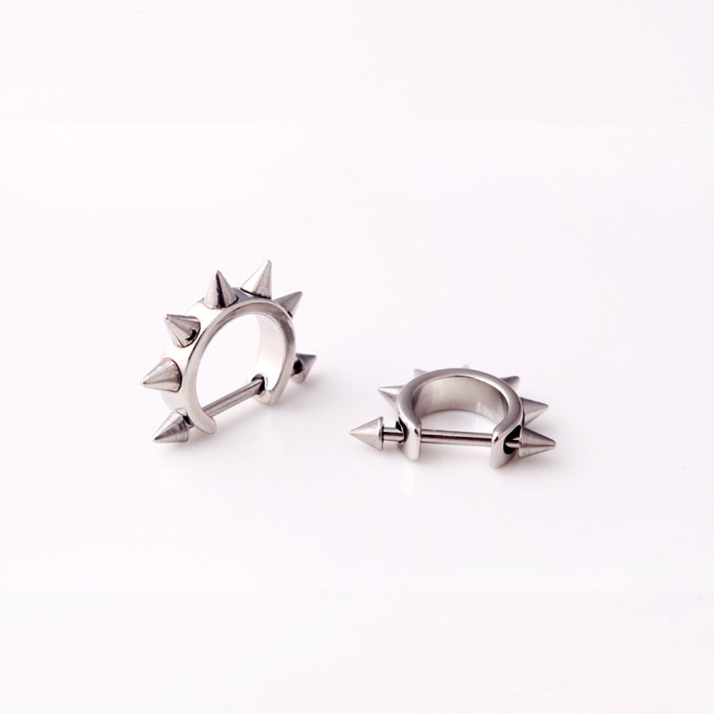 Anting Stud Bahan Titanium Steel Bentuk Kerucut Untuk Pria