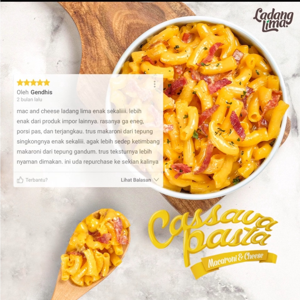 LADANG LIMA Cassava Pasta 115g Mac and Cheese - Organik - Gluten Free Egg Free