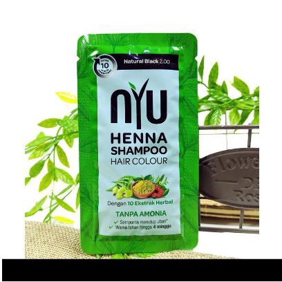 * NCC * NYU Henna Shampoo Pewarna Semir Rambut Praktis Tanpa Amonia Saset - Kemasan Sachet